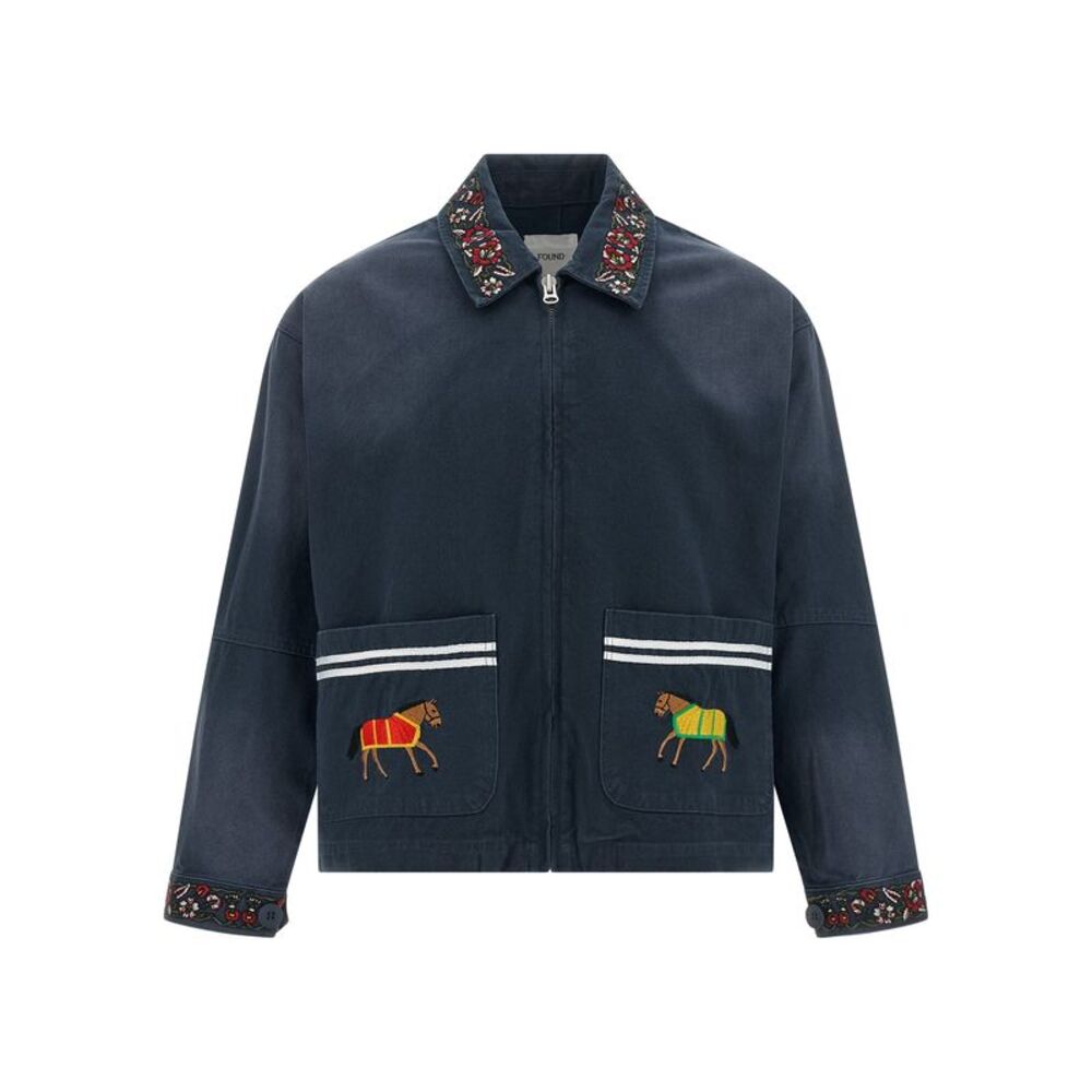 FOUND Blue Cotton Full-Length Men's Jacket